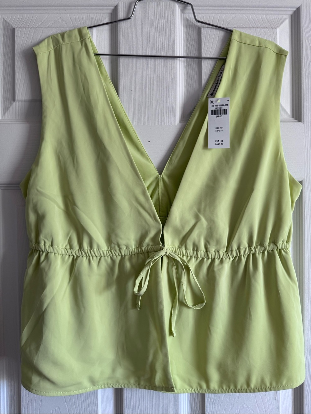 Abercrombie & Fitch Lime colored Plunge Tie-Front Camisole top. Size L